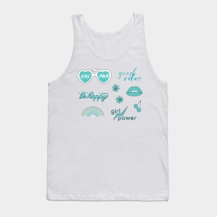 Super cute Teal Girl Power Sticker Pack Tank Top